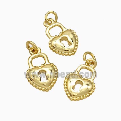 Copper Heart Lock Pendant Gold Plated
