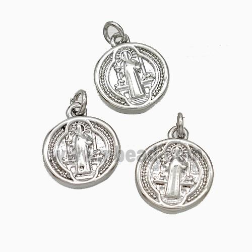 Copper Jesus Pendant Platinum Plated