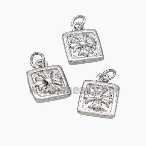 Copper Cross Pendant Square Platinum Plated