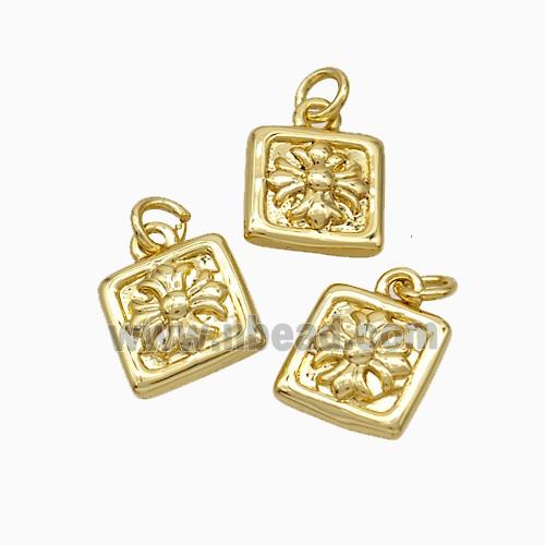 Copper Cross Pendant Square Gold Plated
