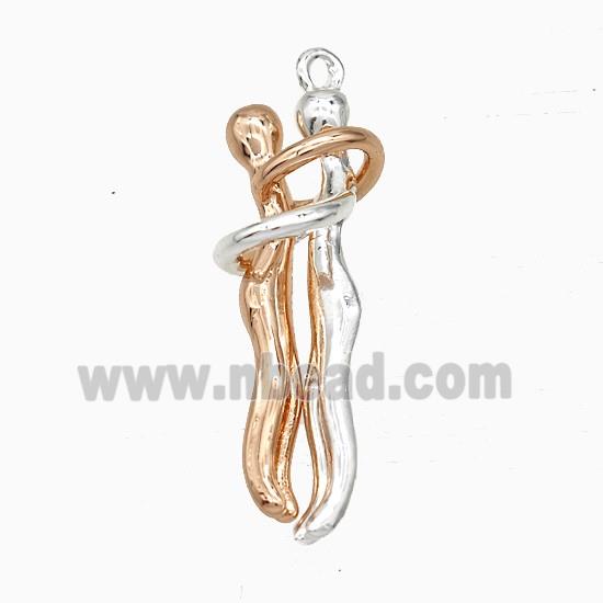 Copper Couple Pendant Rose Gold Shiny Silver