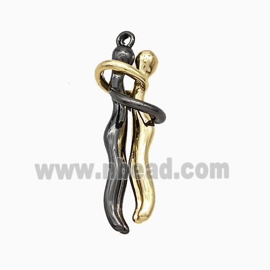 Copper Couple Pendant Black Gold Plated