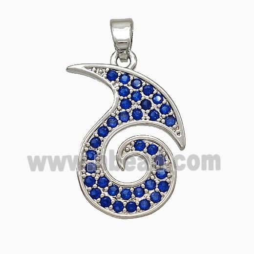 Copper Totem Symbols Pendant Pave Zirconia Platinum Plated