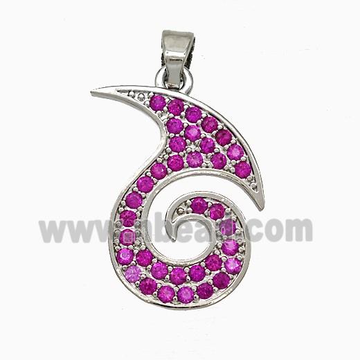 Copper Totem Symbols Pendant Pave Zirconia Platinum Plated