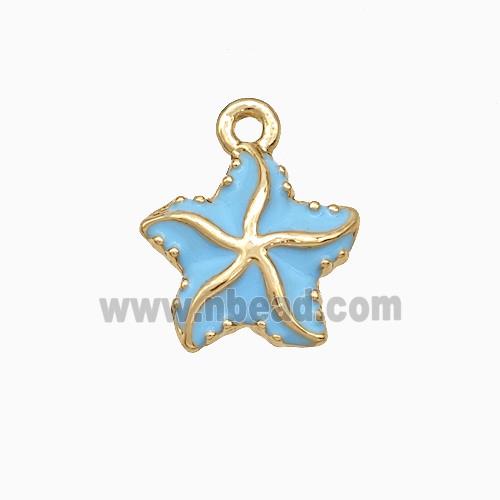 Copper Starfish Pendant Blue Enamel Gold Plated