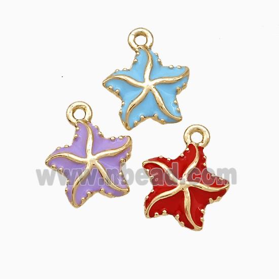 Copper Starfish Pendant Enamel Gold Plated Mixed