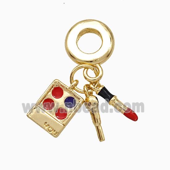 Copper Lipstick Pendant Enamel Gold Plated