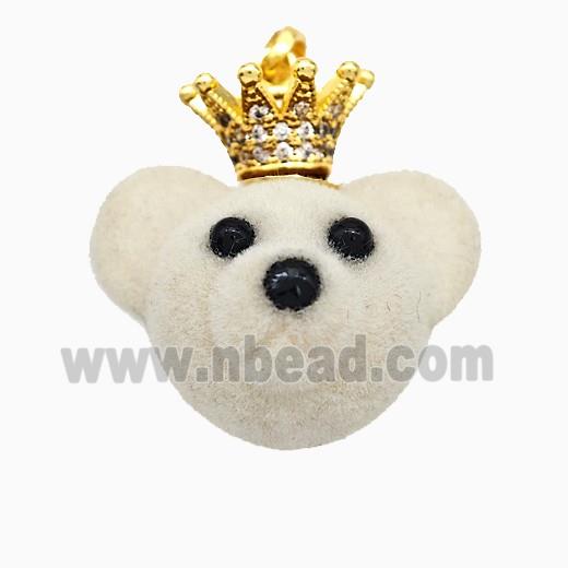 Resin Bear Pendant With Copper Crown Pave Zirconia Gold Plated
