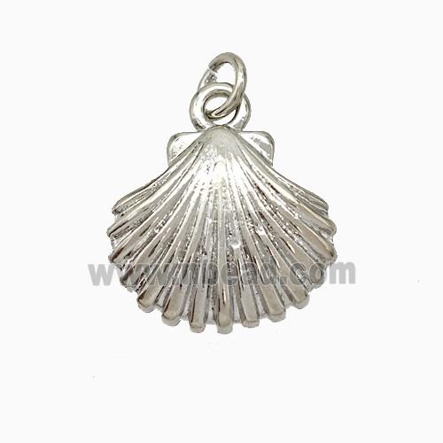 Copper Scallop Shell Pendant Platinum Plated