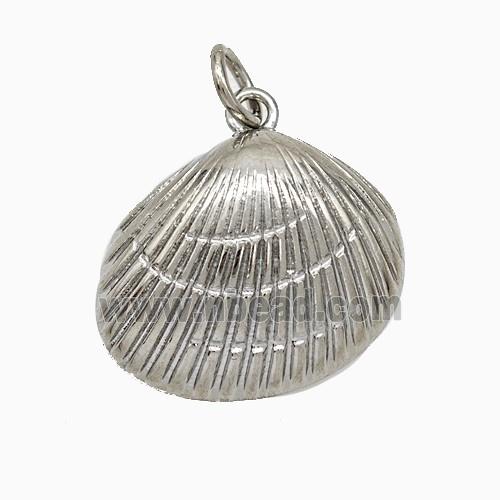 Copper Scallop Shell Pendant Platinum Plated