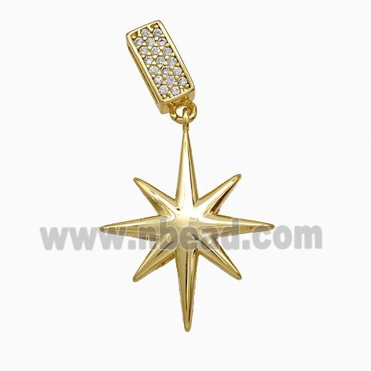 Copper Northstar Pendant Pave Zirconia Gold Plated
