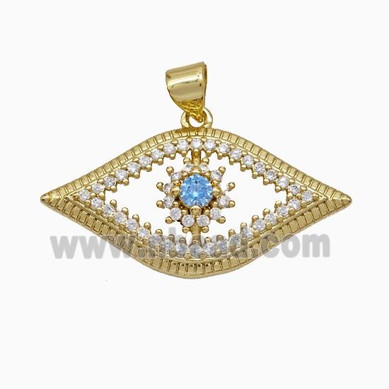 Copper Eye Pendant Pave Zirconia Gold Plated