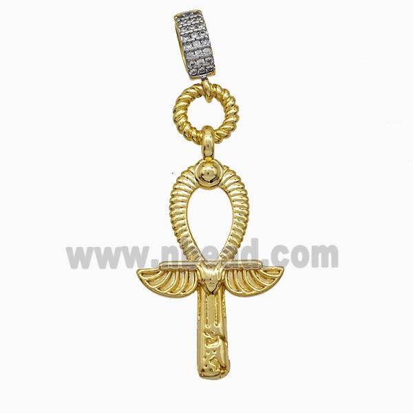 Copper Egyptian Ankh Cross Pendant Gold Plated