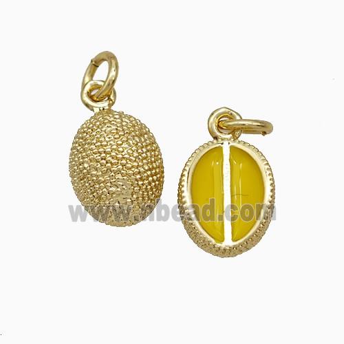 Copper Durian Pendant Yellow Enamel Gold Plated