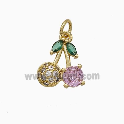Copper Cherry Pendant Pave Zirconia Gold Plated