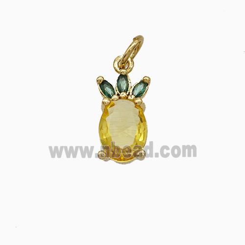 Copper Pineapple Pendant Pave Zirconia Gold Plated