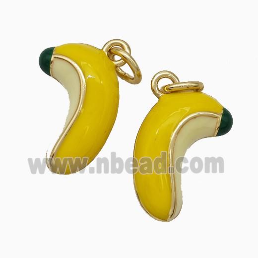 Copper Banana Pendant Yellow Enamel Gold Plated
