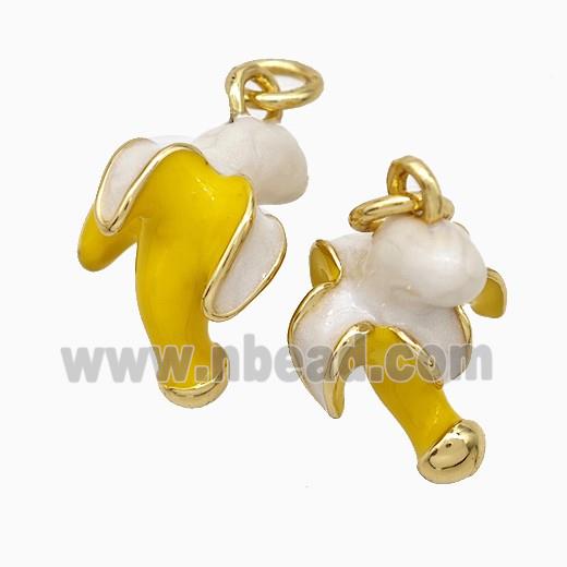 Copper Banana Pendant Yellow White Enamel Gold Plated
