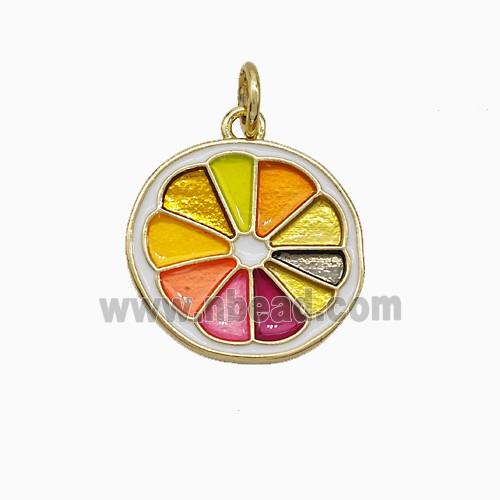 Copper Lemon Sliced Pendant Multicolor Painted Gold Plated