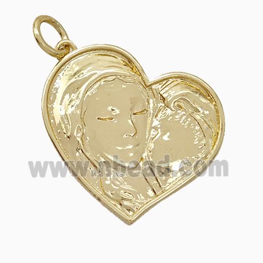 Copper Mother Heart Pendant Love Baby Gold Plated