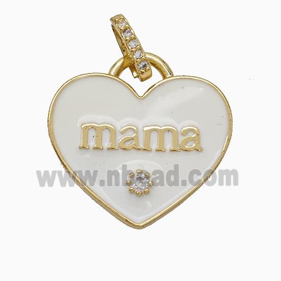 Copper Heart Pendant White Enamel Mama Gold Plated