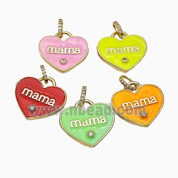 Copper Heart Pendant Enamel Mama Gold Plated Mixed