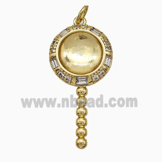 Copper Magicwand Pendant Pave Zirconia Resin Gold Plated