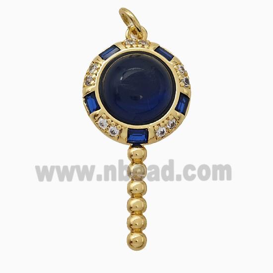 Copper Magicwand Pendant Pave Zirconia Resin Gold Plated