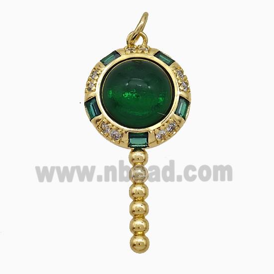 Copper Magicwand Pendant Pave Zirconia Resin Gold Plated