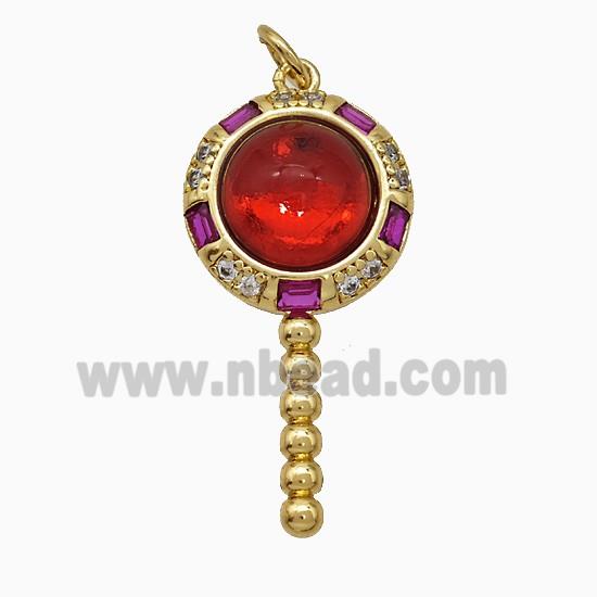 Copper Magicwand Pendant Pave Zirconia Resin Gold Plated