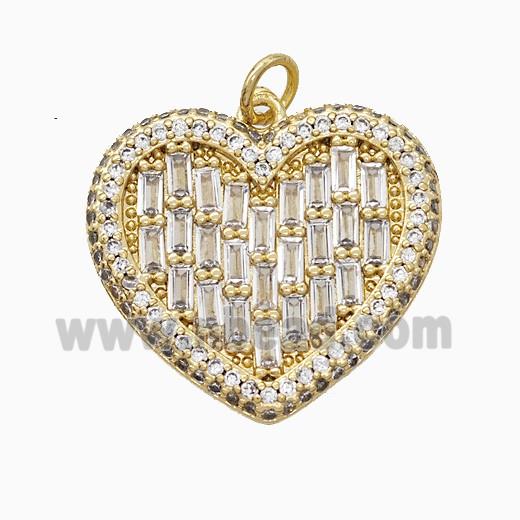 Copper Heart Pendant Pave Zirconia Gold Plated