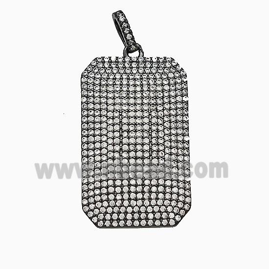 Copper Rectangle Pendant Micropave Zirconia Black Plated