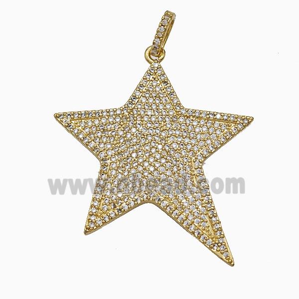 Copper Star Pendant Micropave Zirconia Gold Plated