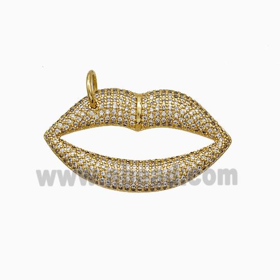 Copper Lips Pendant Micropave Zirconia Gold Plated