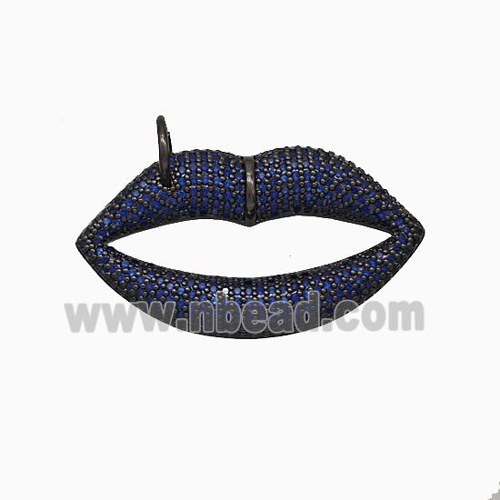 Copper Lips Pendant Micropave Zirconia Black Plated