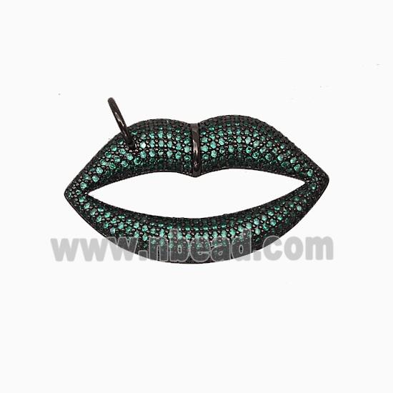 Copper Lips Pendant Micropave Zirconia Black Plated