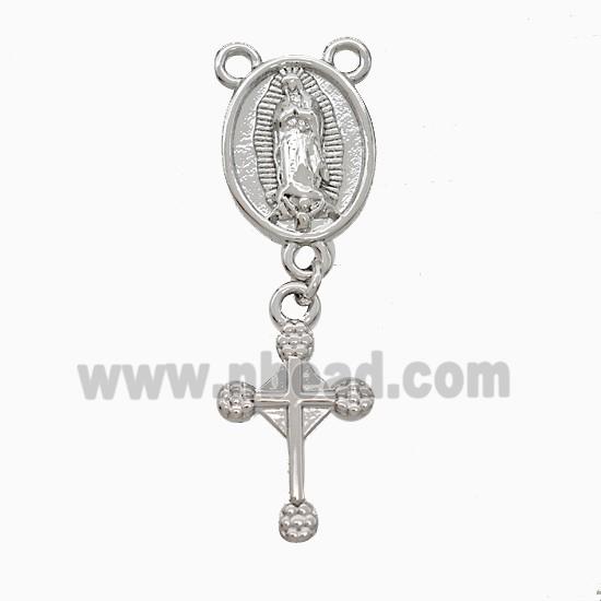 Copper Jesus Cross Pendant 2loops Platinum Plated