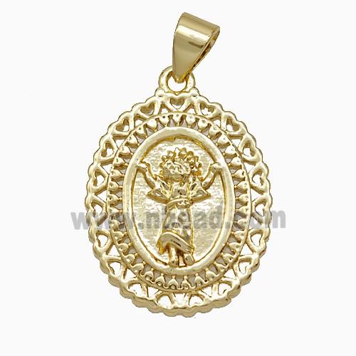 Copper Virgin Mary Pendant 18K Gold Plated