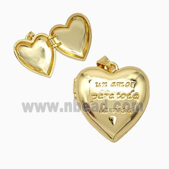 Copper Heart Locket Pendant 18K Gold Plated