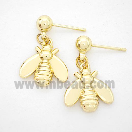 Copper Honeybee Stud Earrings Gold Plated