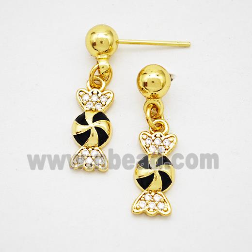 Copper Candy Stud Earrings Enamel Gold Plated