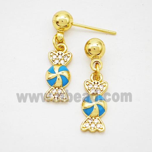 Copper Candy Stud Earrings Enamel Gold Plated