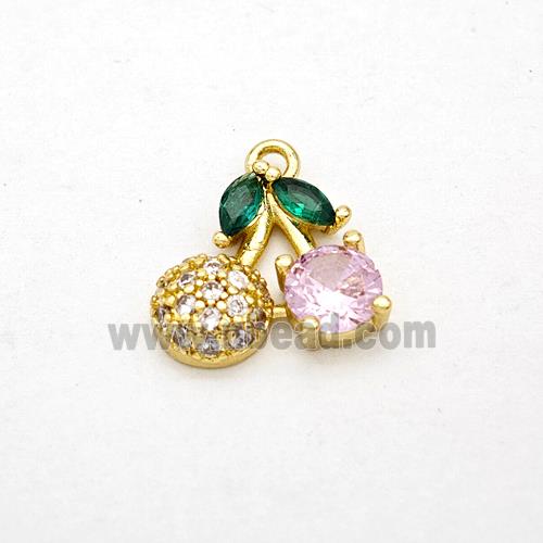 Copper Cherry Pendant Pave Zirconia Gold Plated
