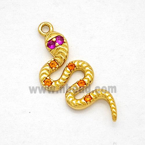 Copper Snake Pendant Pave Zirconia Gold Plated