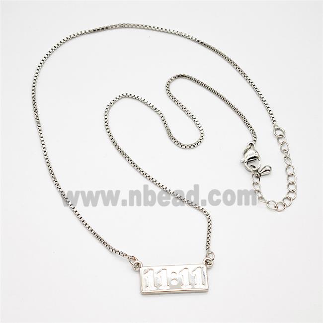 Copper Necklace Double Eleven Number 11 Platinum Plated