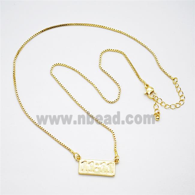 Copper Necklace Double Eleven Number 11 Gold Plated