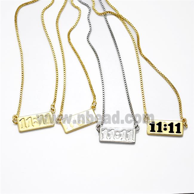 Copper Necklace Double Eleven Number 11 Gold Plated Mixed