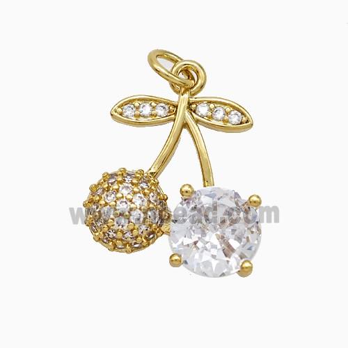 Copper Cherry Pendant Pave Zirconia Gold Plated