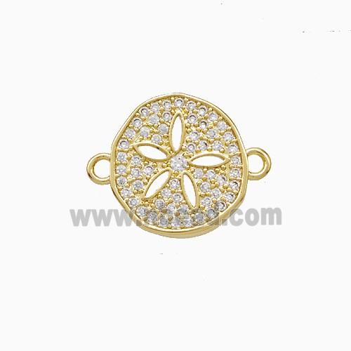 Copper Flower Connector Pave Zirconia Gold Plated