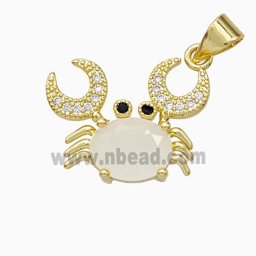 Copper Crab Pendant Pave Crystal Glass Gold Plated